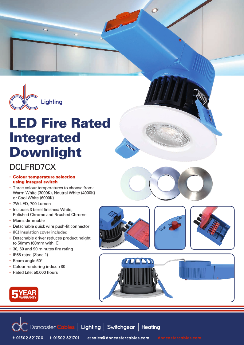 to Doncaster Cables DC Lighting Integrated LED Downlights