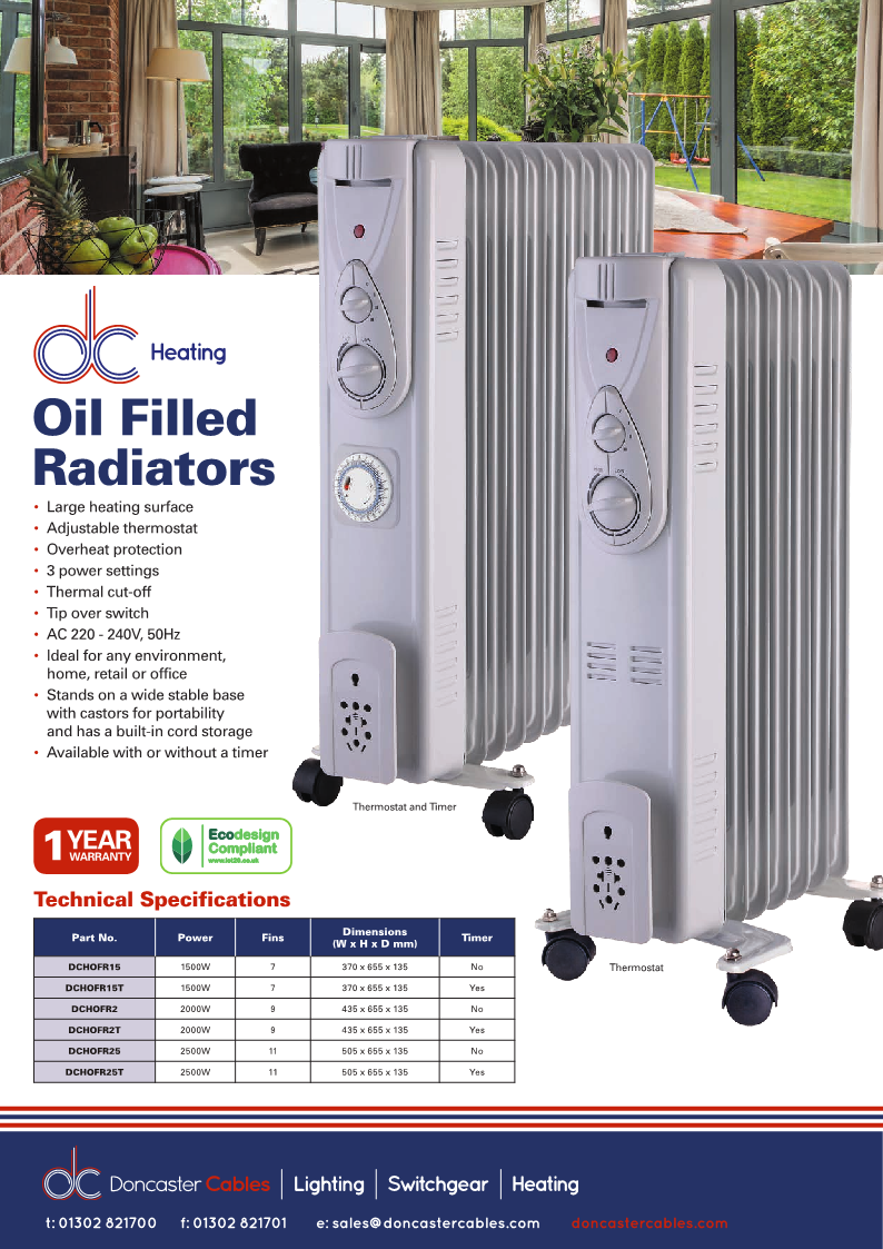 DC Heating Oil Filled Radiator